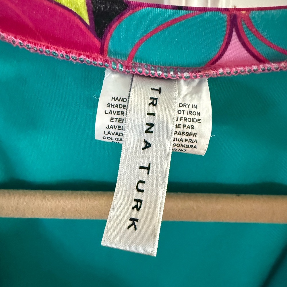 Trina Turk Pink and Teal Patterned Bathing suit.